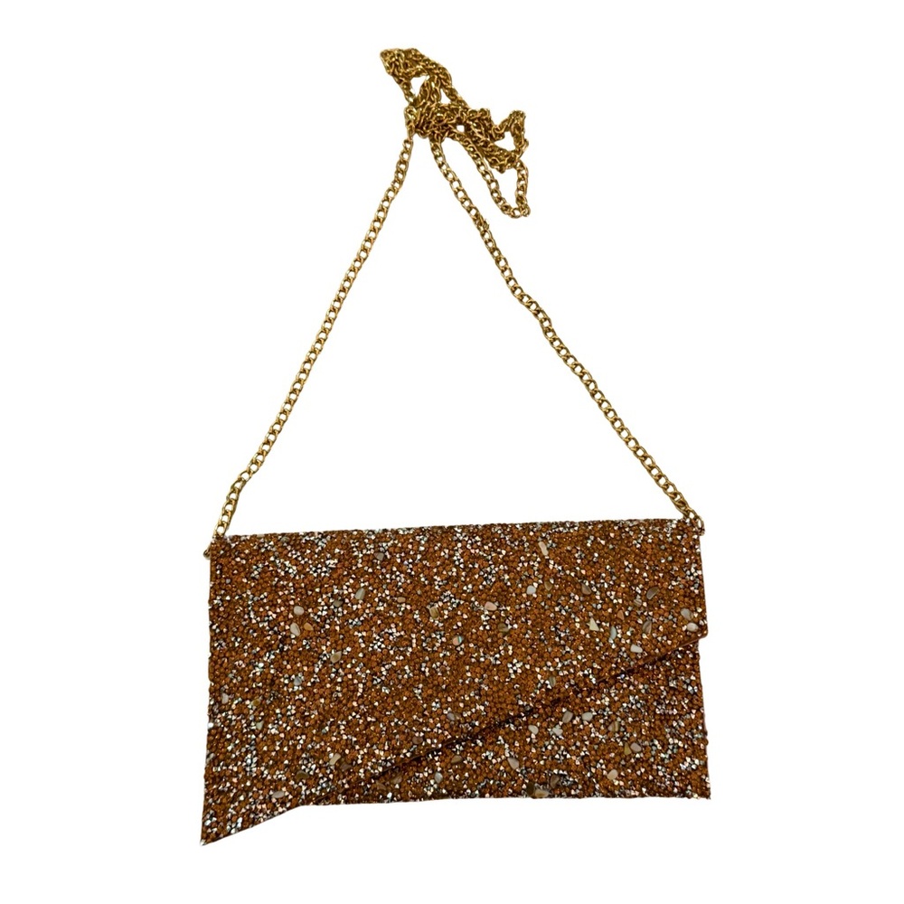 AQUA Clutch/Crossbody Bag Rose Gold Stones